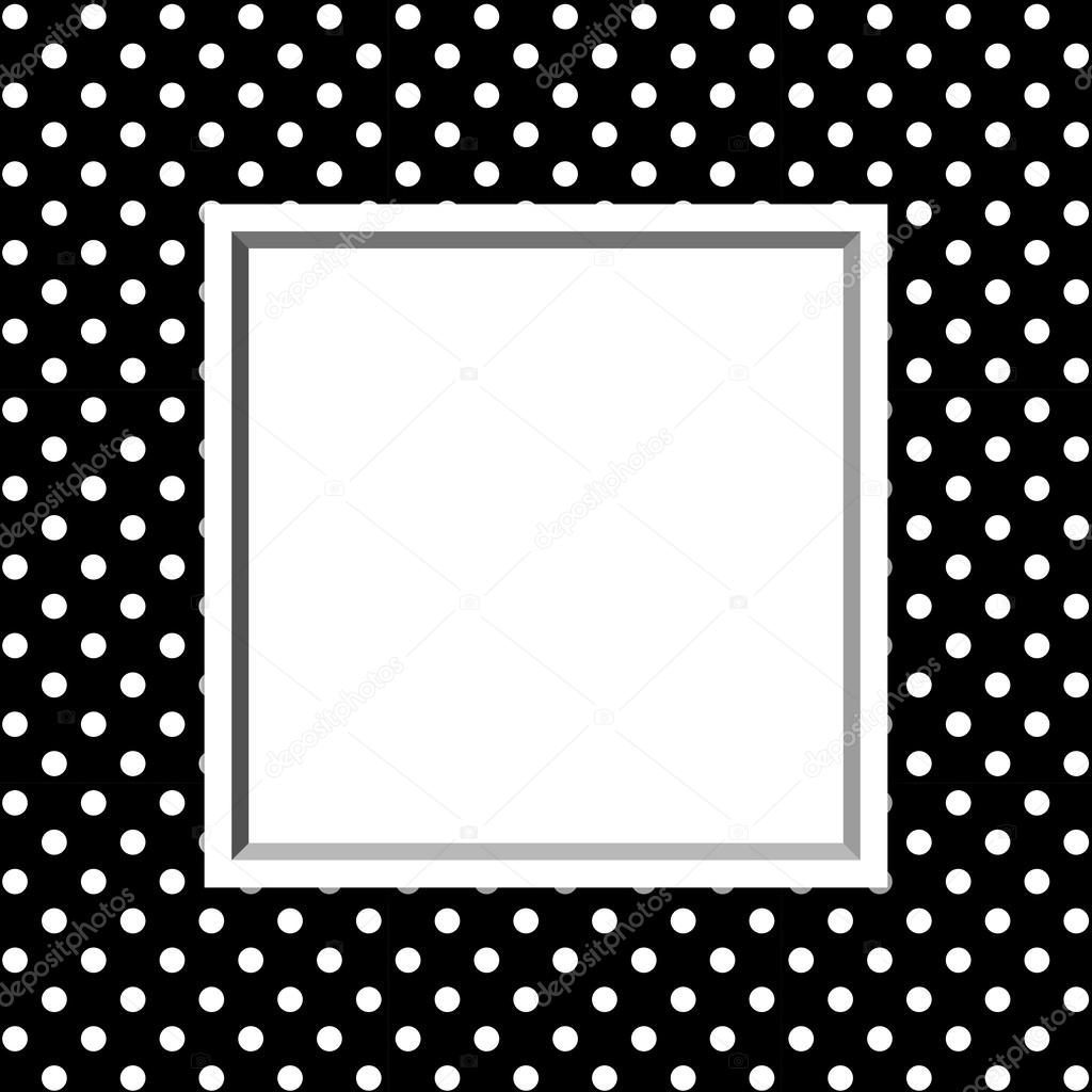 Black and White Polka Dot Background with Frame