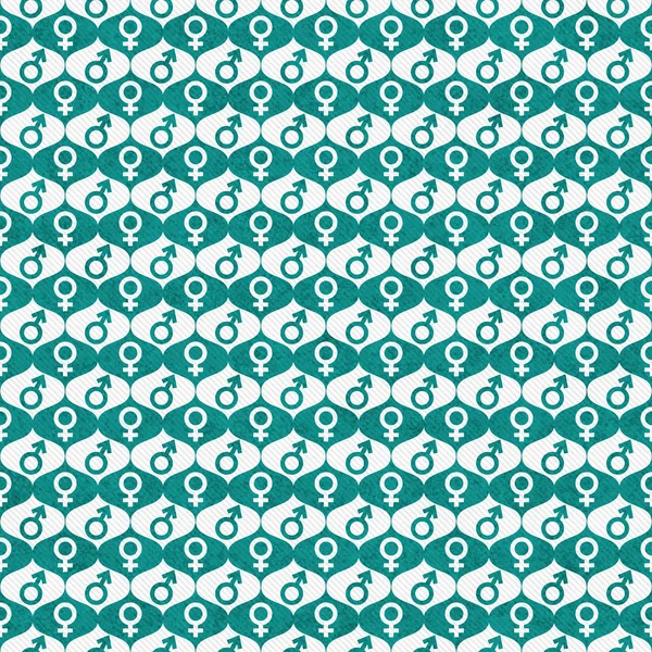 Teal and White Male and Female Gender Symbol Repeat Pattern Back — Stock Photo, Image