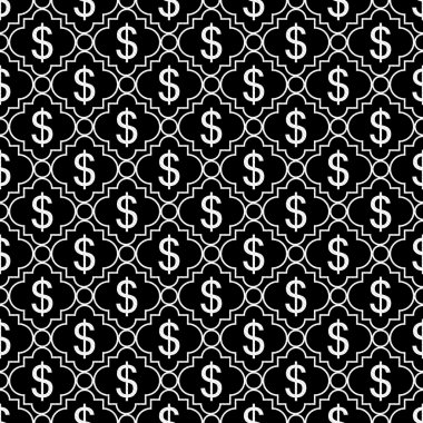 siyah-beyaz dolar işareti modeli tekrarlamak arka plan