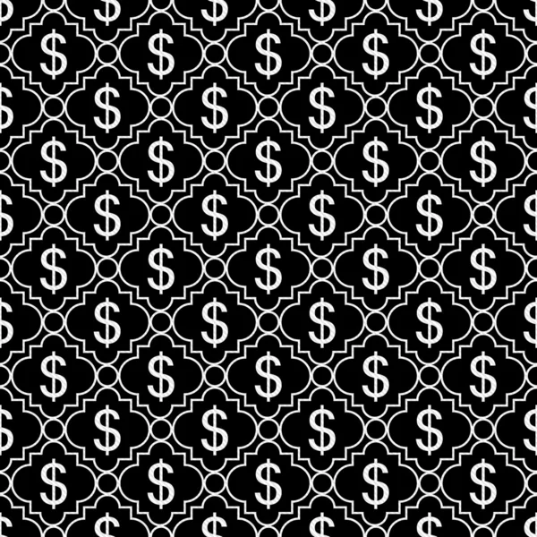 Black and White Dollar Sign Pattern Repeat Background — Stock Photo, Image