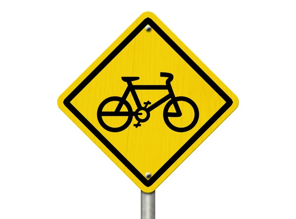 Sinal de aviso de rota de bicicleta — Fotografia de Stock