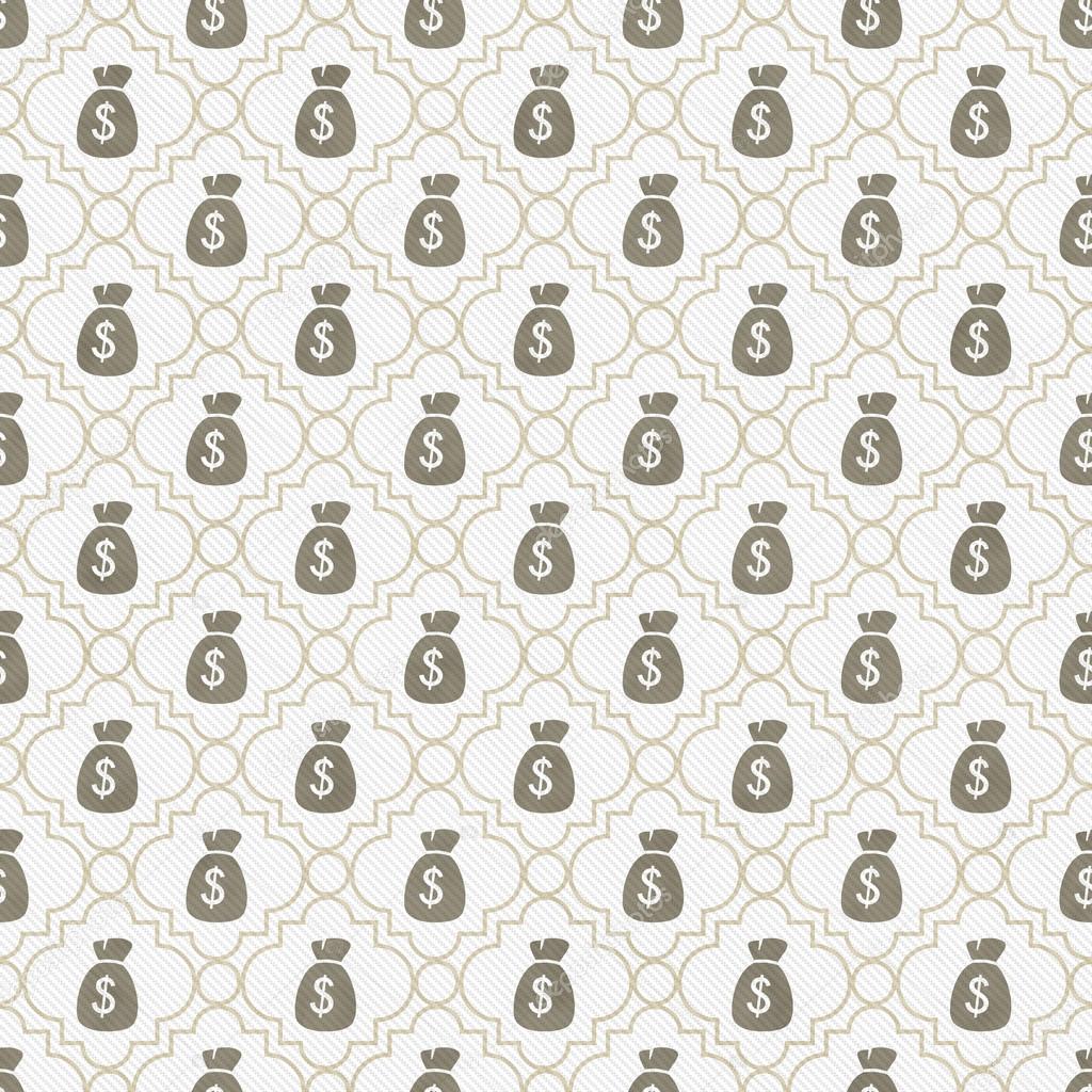Brown and White Money Bag Repeat Pattern Background