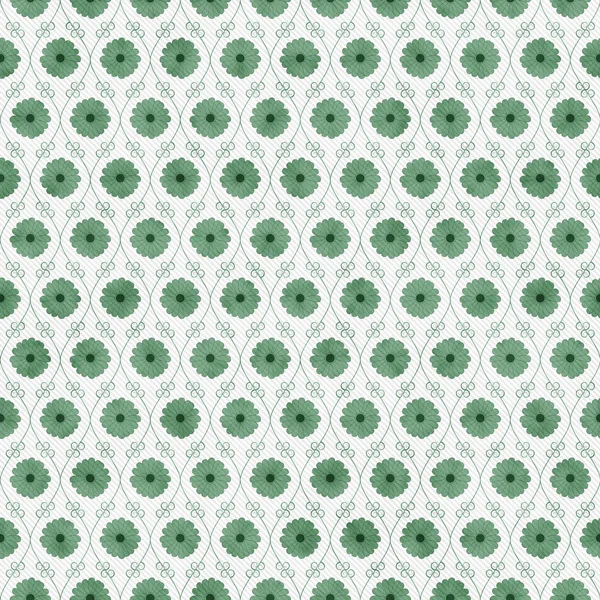 Green and White Flower Repeat Pattern Background — Stock Photo, Image