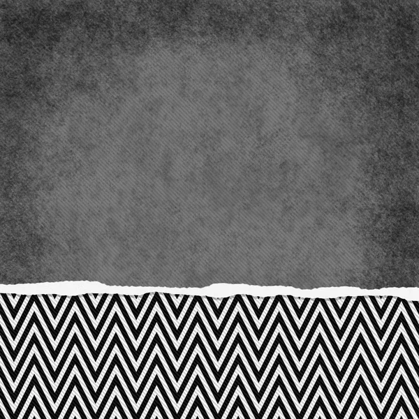 Square Black and White Zigzag Chevron Torn Grunge Textured Backg — Stock Photo, Image