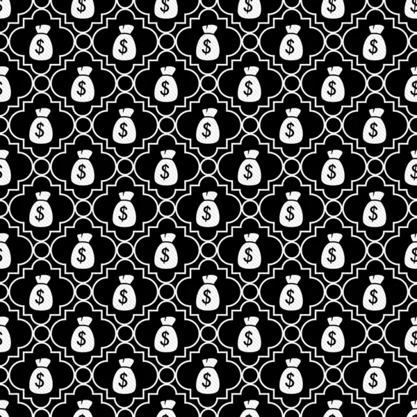 Black and White Money Bag Repeat Pattern Background — Stock Photo, Image