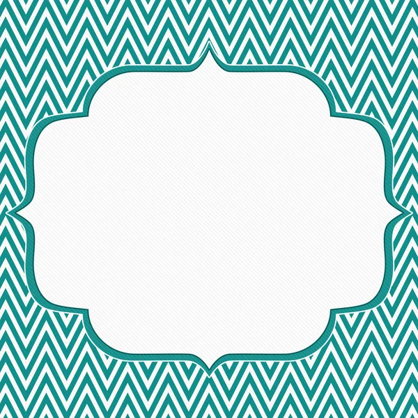 Teal e branco Chevron Zigzag Frame fundo — Fotografia de Stock