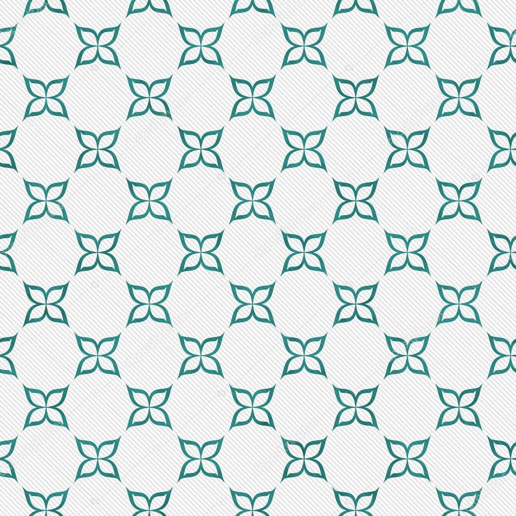 Teal and White Flower Repeat Pattern Background