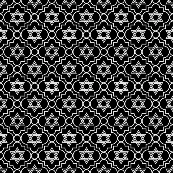 Black and White Star of David Repeat Pattern Background — Stock Photo, Image