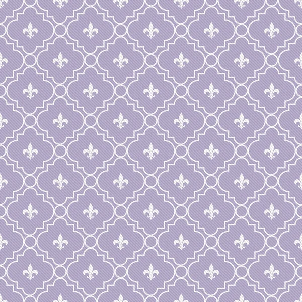 White and Purple Fleur-De-Lis Pattern Textured Fabric Background — Stock Photo, Image