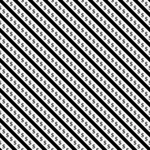 Black and White Dollar Signs and Stripes Pattern Repeat Backgrou — Stock Photo, Image