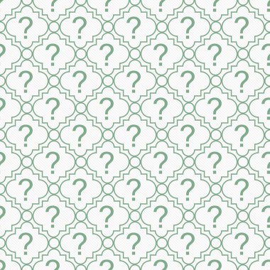 Beyaz ve yeşil soru işareti simgesi desen tekrar arka plan
