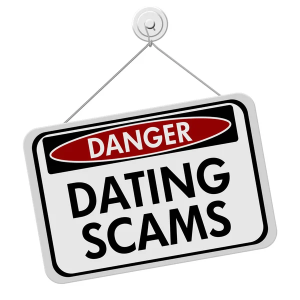 Gevaren van Dating oplichting teken — Stockfoto