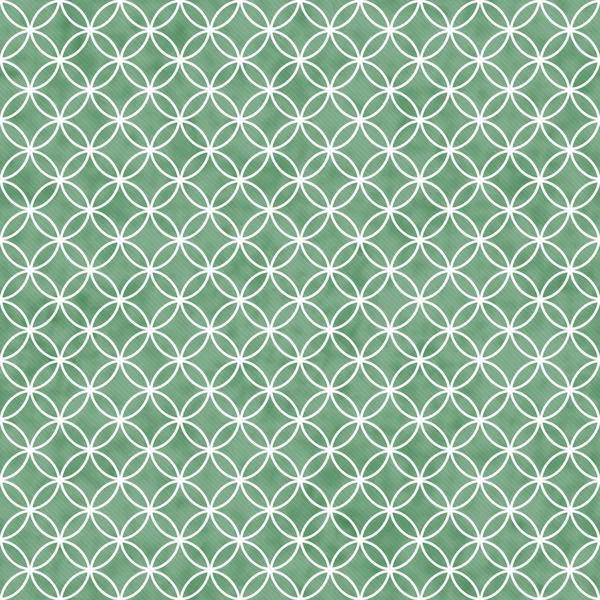 緑と白のインターロッ キング サークル タイル パターンを繰り返し表現 — ストック写真