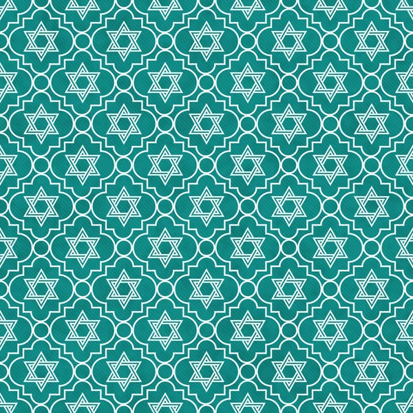 Teal and White Star of David Repeat Pattern Background — Stock Photo, Image