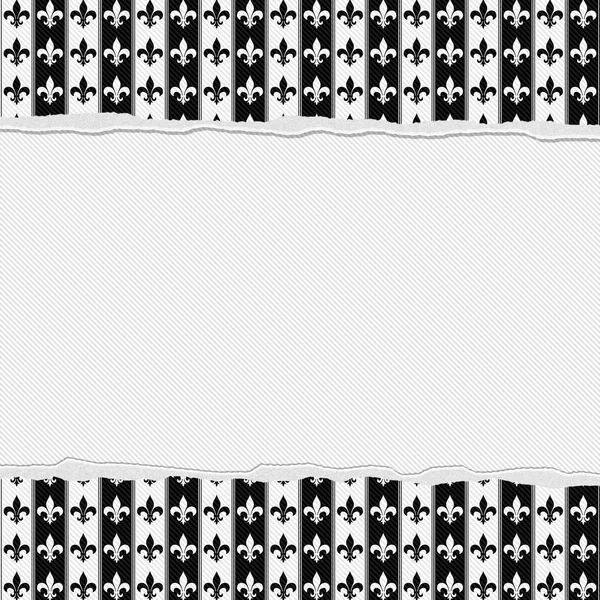 Marco Fleur-De-Lis blanco y negro con fondo roto — Foto de Stock