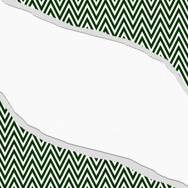 Hunter Green and White Chevron  Zigzag Frame with Torn Backgroun — Stock Photo, Image