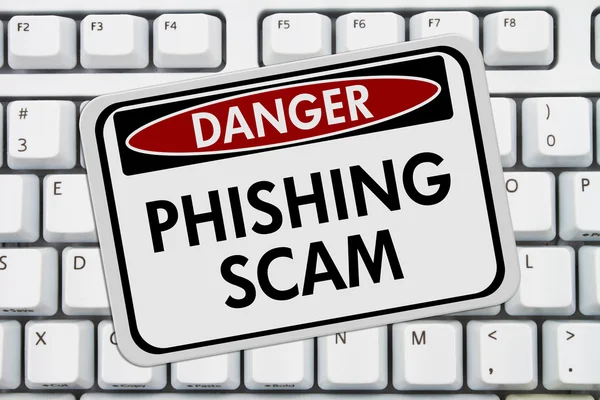 Phishing scam sinal de perigo — Fotografia de Stock