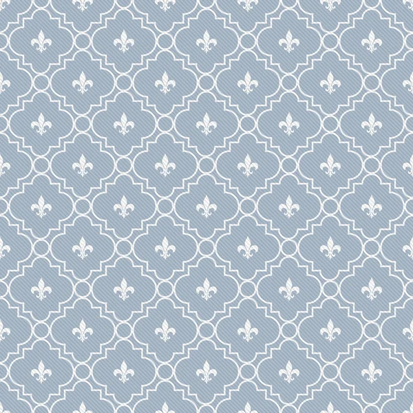 White and Blue Fleur-De-Lis Pattern Textured Fabric Background — Stock Photo, Image