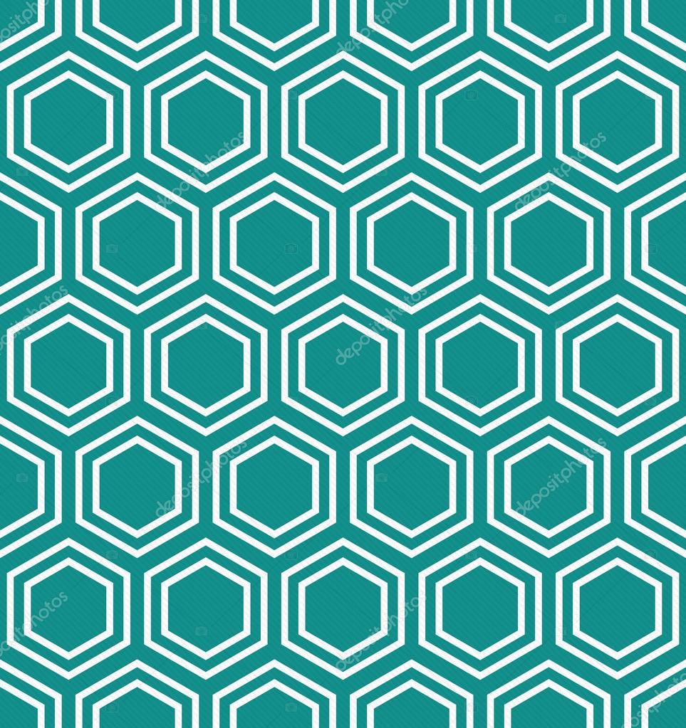Teal and White Hexagon Tiles Pattern Repeat Background