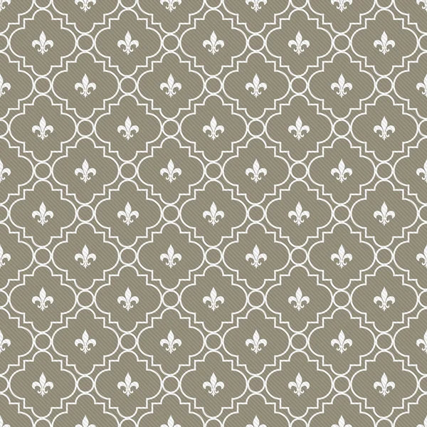 Brown e branco Fleur-De-Lis padrão texturizado tecido fundo — Fotografia de Stock