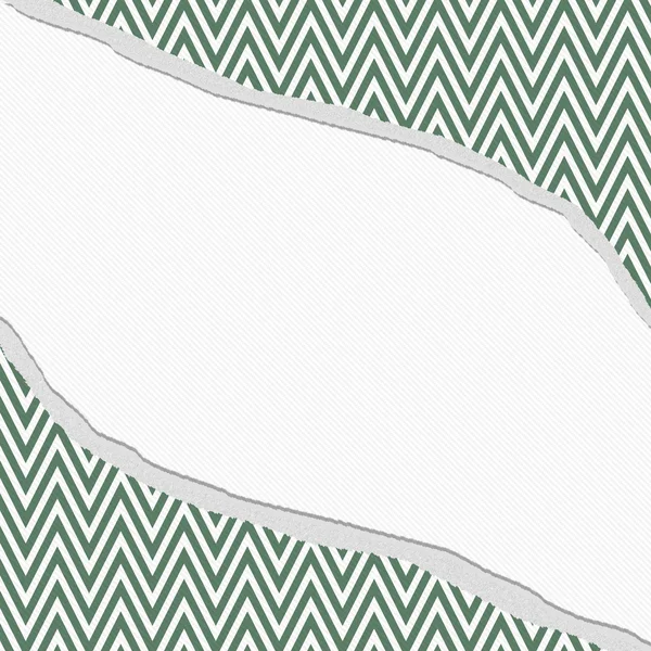 绿色和白色雪佛龙之字形框架与撕裂的背景 — 图库照片
