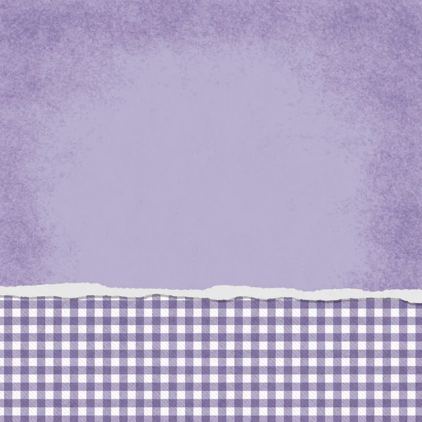 Cuadrado púrpura y blanco Gingham desgarrado Grunge Texturizado Fondo — Foto de Stock