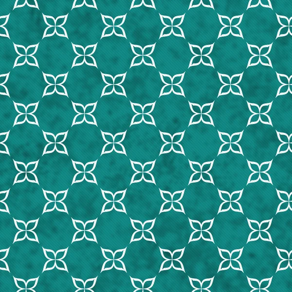 Teal and White Flower Symbol Tile Pattern Repeat Background — Stock Photo, Image