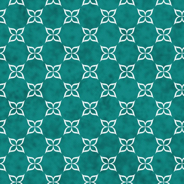 Teal e bianco Fiore Simbolo Tile Pattern Ripetere sfondo — Foto Stock