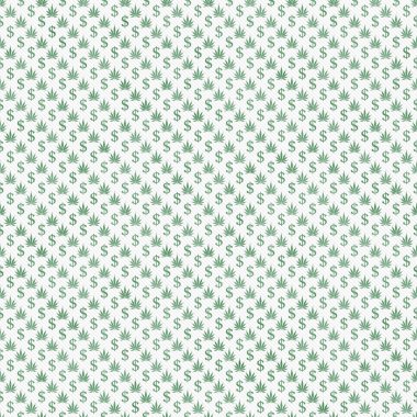 yeşil ve beyaz marihuana yaprağı ve dolar sembol desen tekrar 