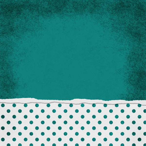 Square Teal and White Polka Dot Torn Grunge Textured Background — Stock Photo, Image