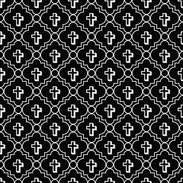 Black and White Cross Symbol Tile Pattern Repeat Background — Stock Photo, Image