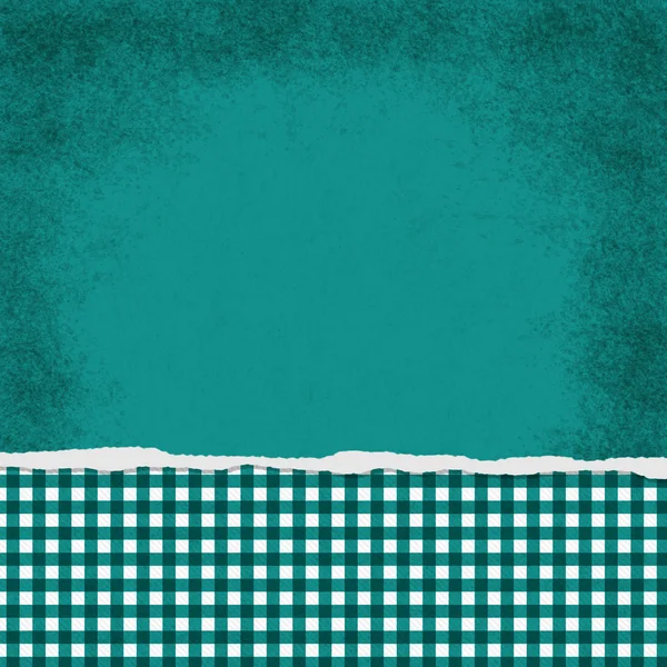 Square Teal and White Gingham Torn Grunge Textured Background — Stock Photo, Image