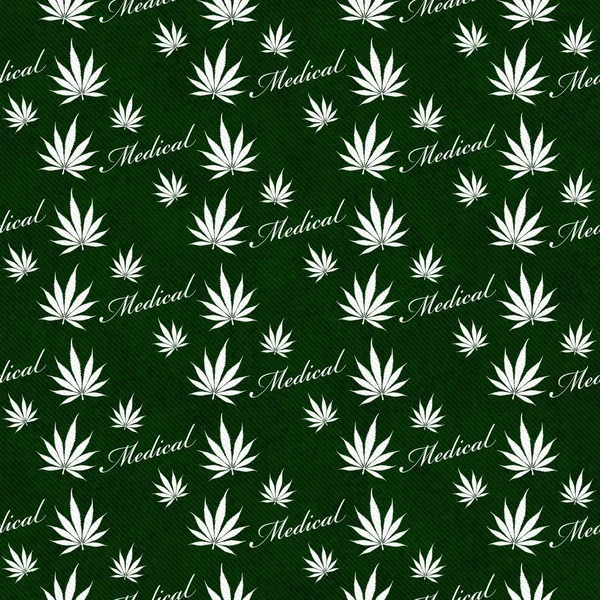 Verde e bianco Medical Marijuana Tile Pattern Ripetere sfondo — Foto Stock