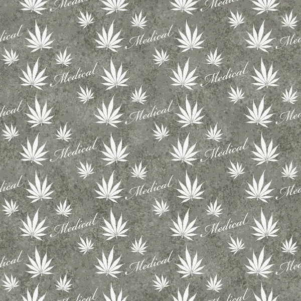 Patrón de Azulejos de Marihuana Médica Gris y Blanco Repetir Fondo — Foto de Stock