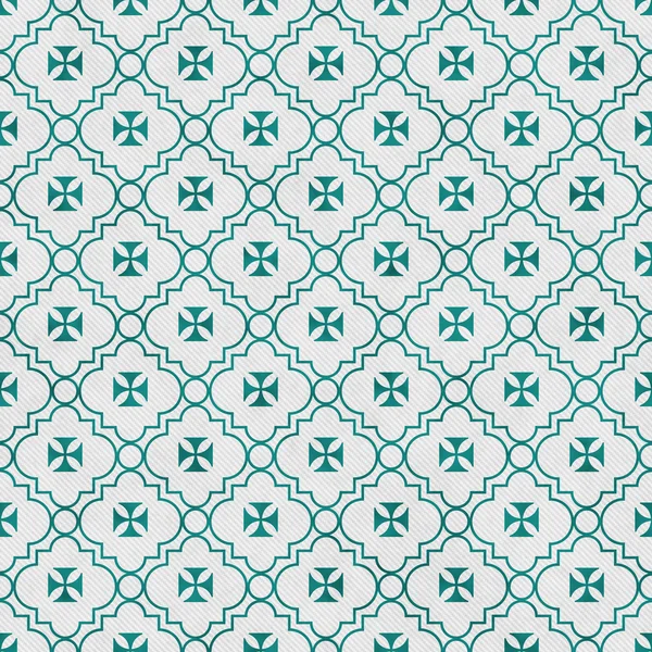 Teal and White Maltese Cross Symbol Tile Pattern Repeat Backgrou — Stock Photo, Image