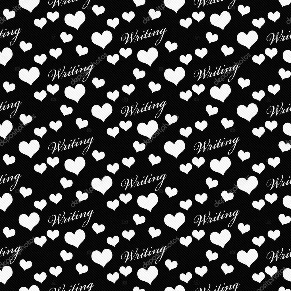Black and White I Love Writing Tile Pattern Repeat Background Stock