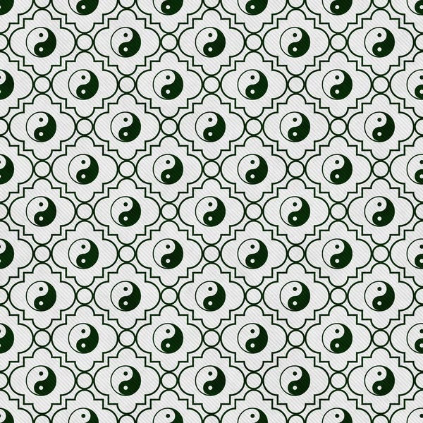 Patrón de Azulejos Yin Yang Verde y Blanco Repetir Fondo — Foto de Stock