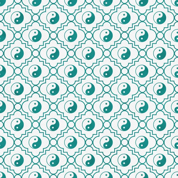 Teal y blanco Yin Yang patrón de azulejos repetir fondo —  Fotos de Stock