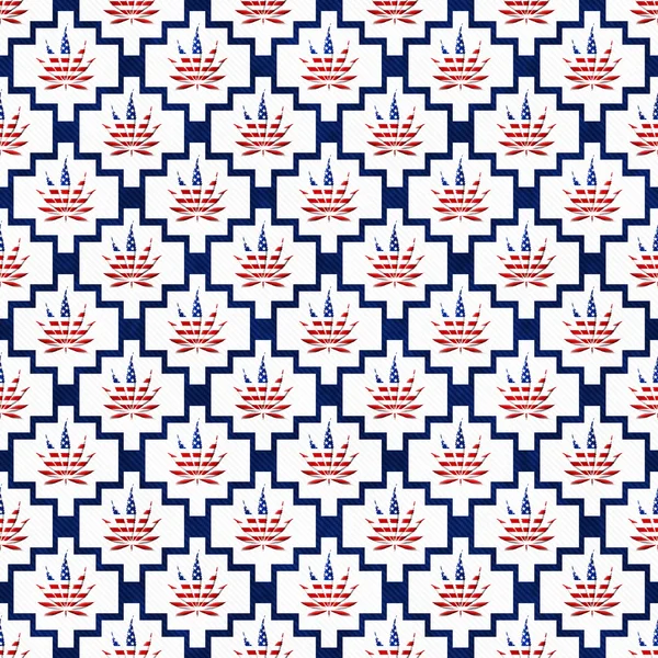 Blue and White USA Marijuana Tile Pattern Repeat Background — Stock Photo, Image