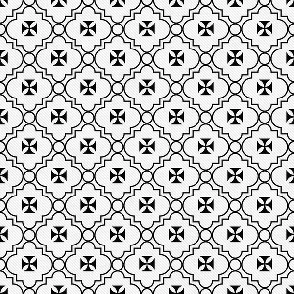 Bianco e nero croce maltese Simbolo Tile Pattern Ripetere Backgro — Foto Stock