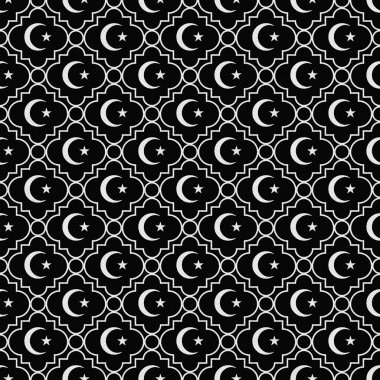 Siyah ve beyaz yıldız ve hilal sembol döşeme deseni tekrar Bac