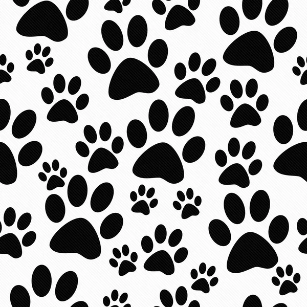 Pata de perro blanco y negro imprime patrón de azulejo Repetir fondo — Foto de Stock