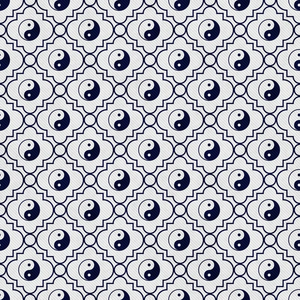 Blue and White Yin Yang Tile Pattern Repeat Background — Stock Photo, Image