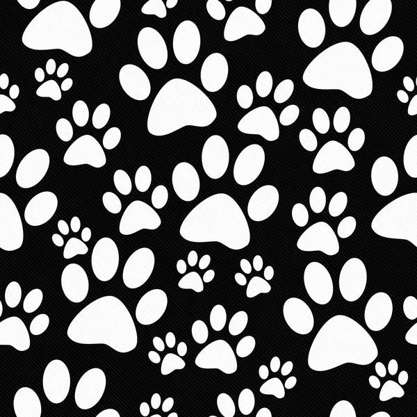 Black and White Dog Paw Prints Tile Pattern Repeat Background — Stock Photo, Image