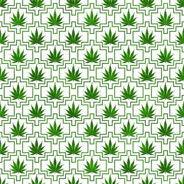 Yeşil ve beyaz esrar döşeme deseni tekrar arka planı