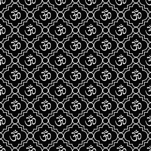 Black and White Aum Hindu Symbol Tile Pattern Repeat Background — Stock Photo, Image