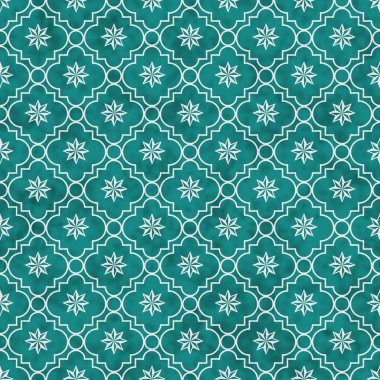 Teal and White Eight Pointed Pinwheel Star Symbol Tile Pattern R