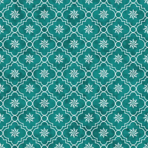 Teal and White Eight Pointed Pinwheel Star Symbol Tile Pattern R — Stock Photo, Image