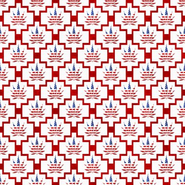 Red and White USA Marijuana Tile Pattern Repeat Background
