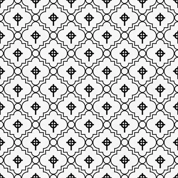 Black and White Celtic Cross Symbol Tile Pattern Repeat Backgrou — Stock Photo, Image